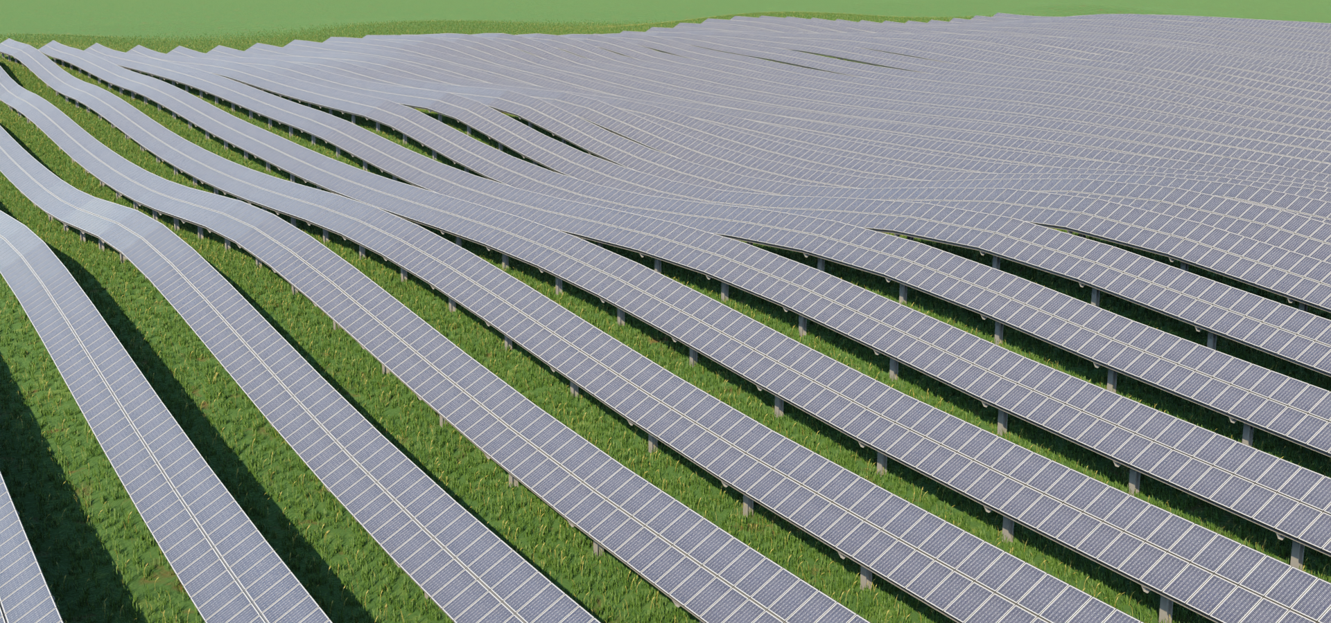 Render of a large ground mount solar field